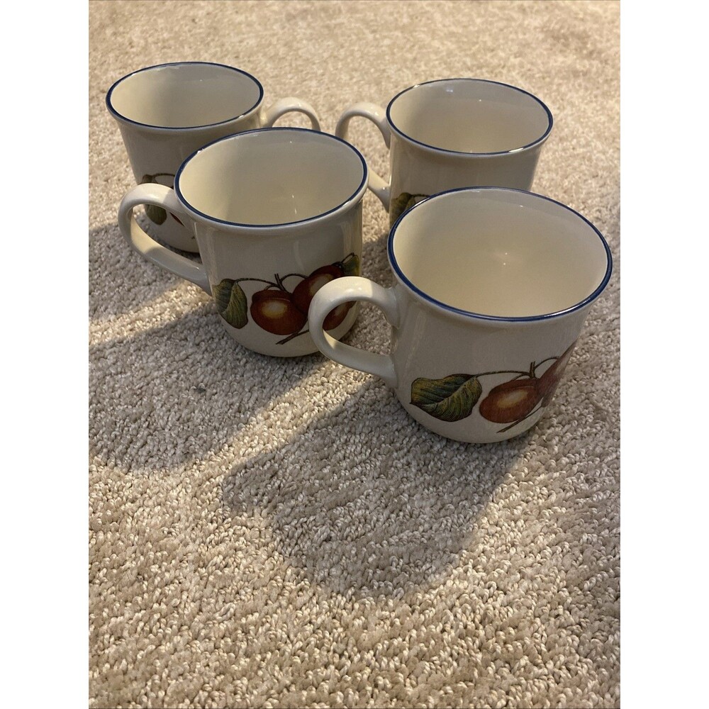 Vintage Staffordshire Tableware Autumn Fayre Cherries 4 Mug Set Made in England - Picture 2 of 5